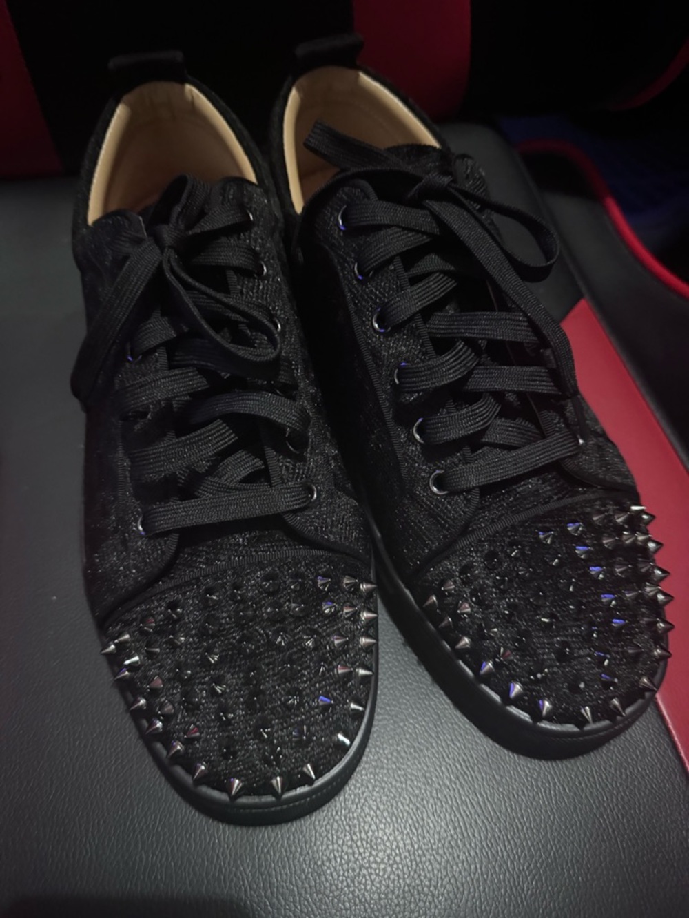 Christian Louboutin Tan Leather Insole with Gold Logo alongside Paris stamp.